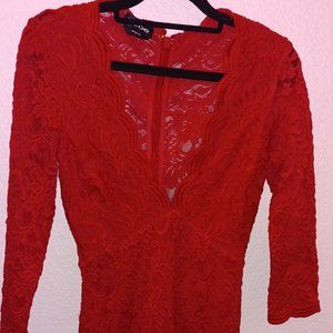 Bebe Red Laced Cocktail Dress